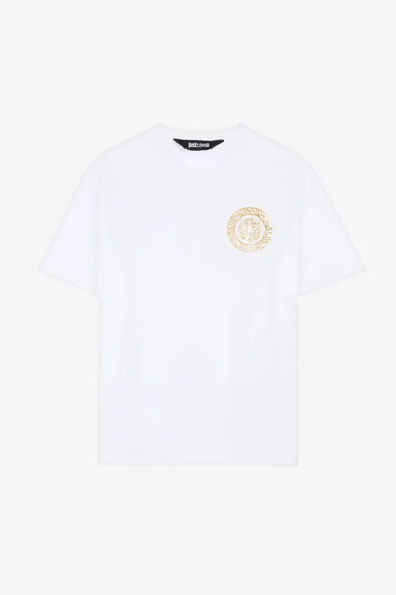 Roberto Cavalli Just Cavalli Logo-Print Cotton T-Shirt | Image 1 Roberto Cavalli Just Cavalli Logo-Print Cotton T-Shirt | Image 1