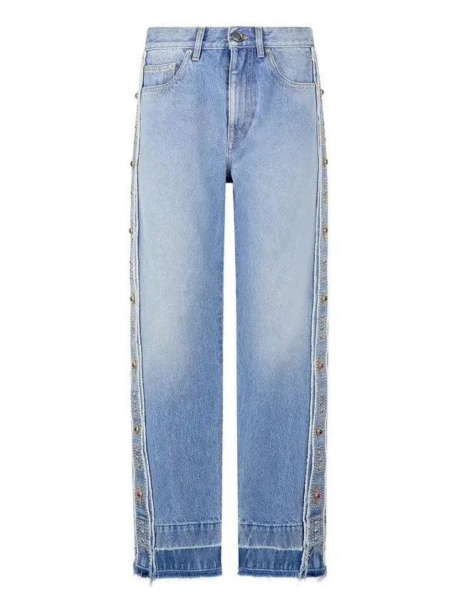 Jeans With Stud And Stone Pattern Jeans With Stud And Stone Pattern