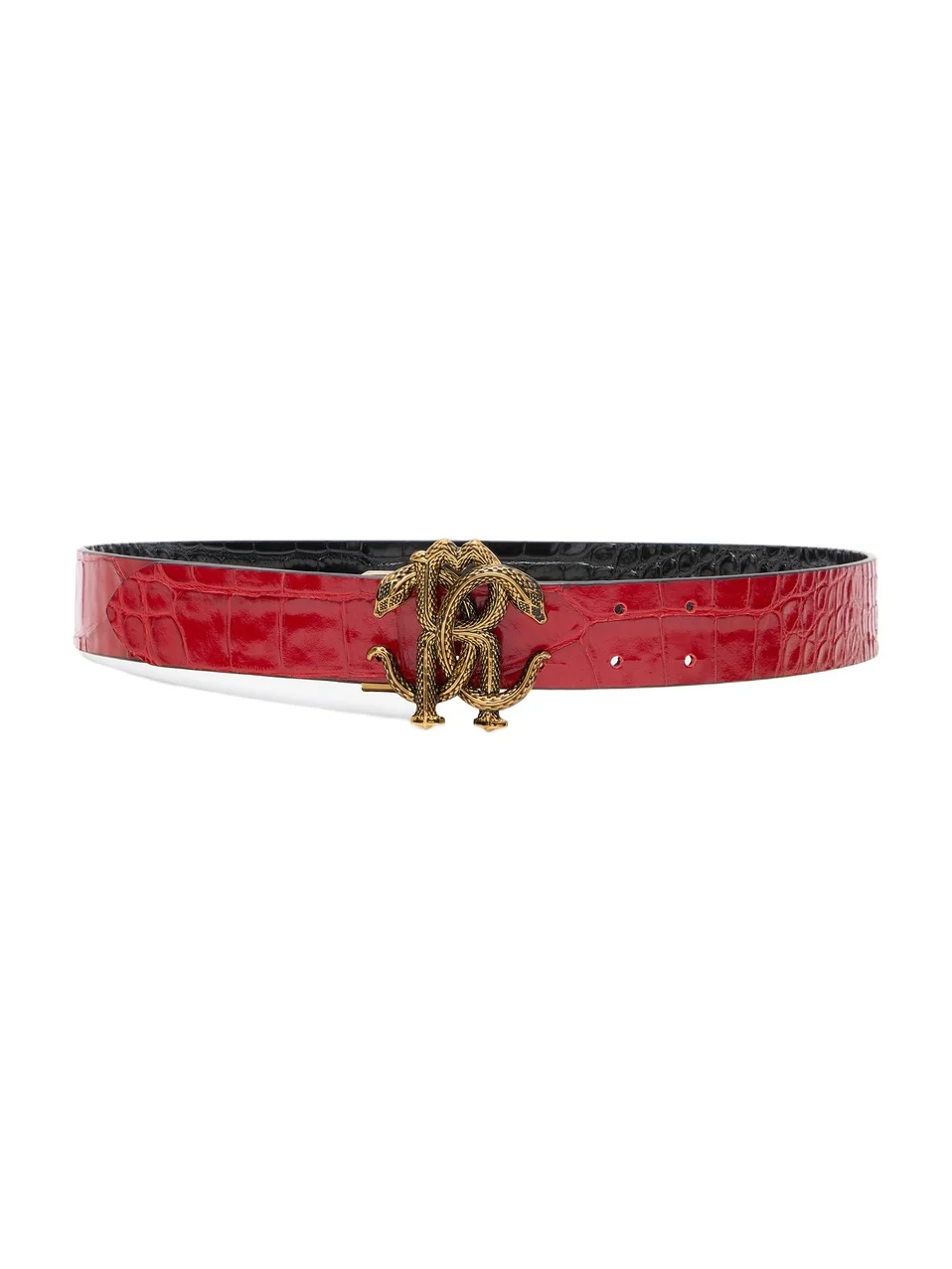 Roberto Cavalli Reversible Belt With Mirror Snake Monogram