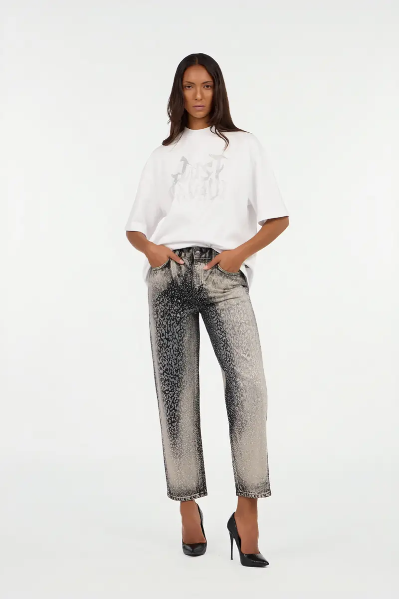 Roberto Cavalli White T-Shirt with Perforated Logo | Thumbnail 6