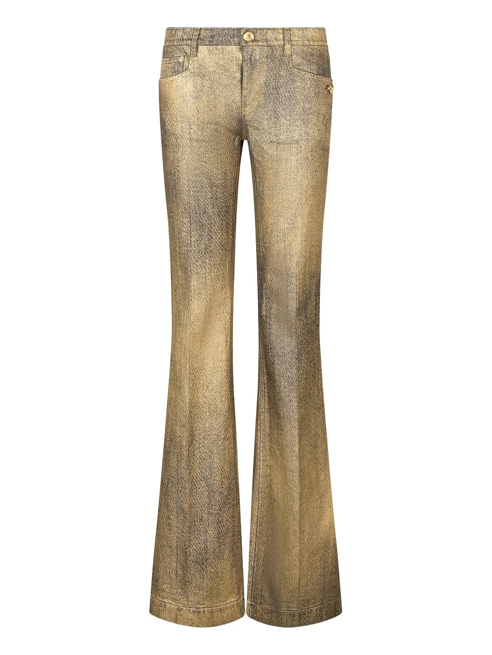 Roberto Cavalli Gold And Blue Flared Jeans With Faded Wash