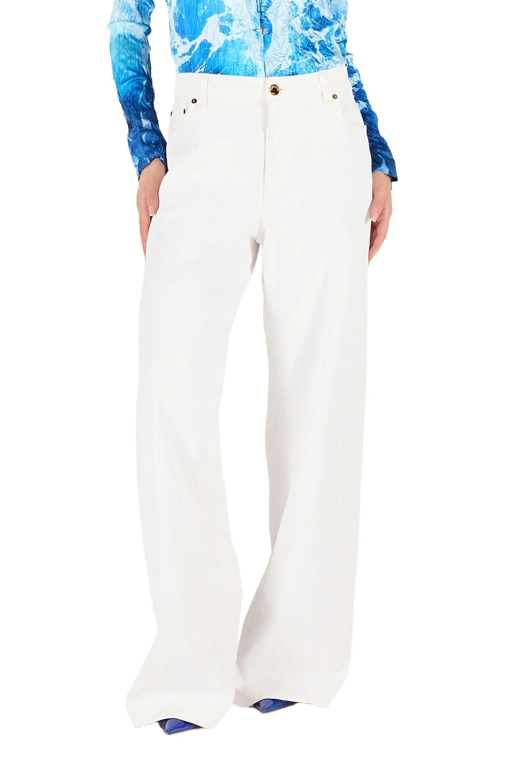 Wide Leg Denim Trousers