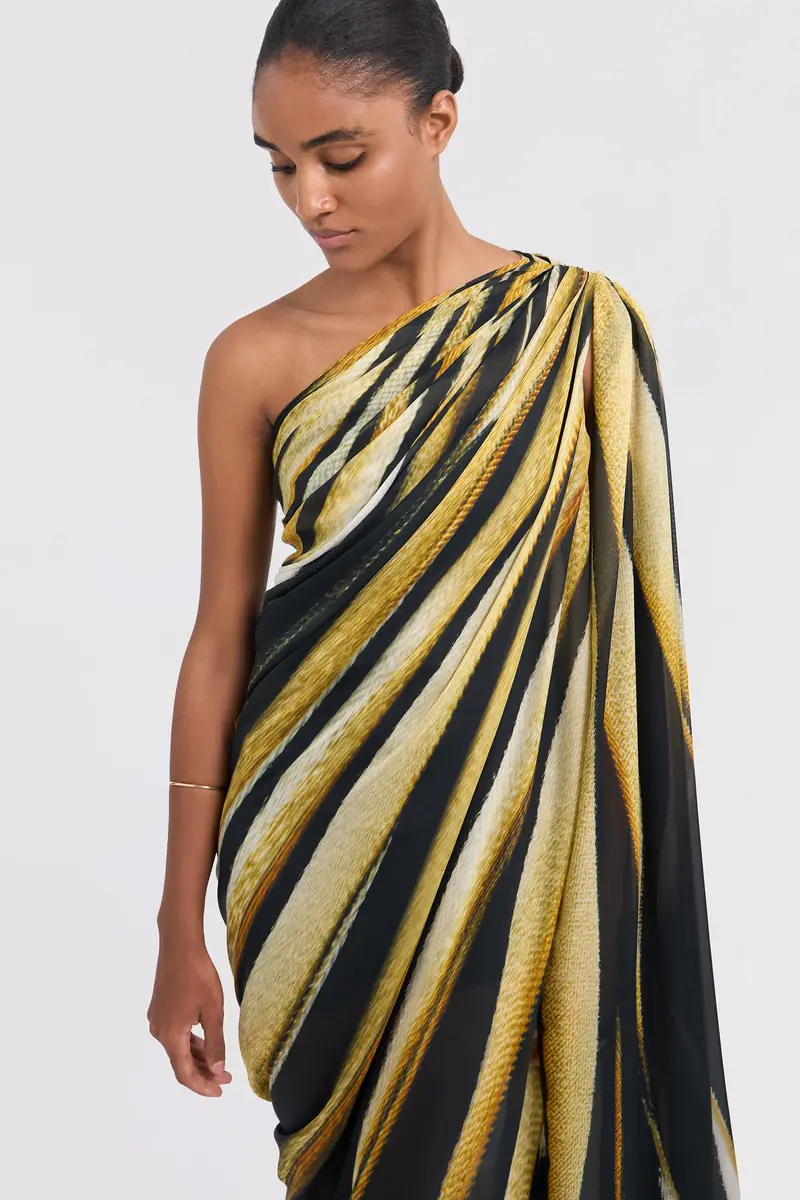 Roberto Cavalli Ray Of Gold Print Silk Maxi Dress | Thumbnail 4 Roberto Cavalli Ray Of Gold Print Silk Maxi Dress | Thumbnail 4
