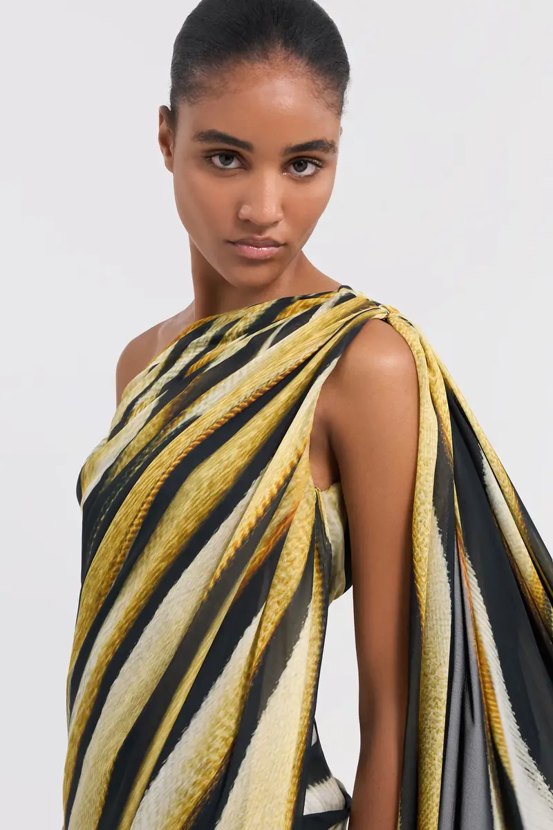 Roberto Cavalli Ray Of Gold Print Silk Maxi Dress | Thumbnail 5 Roberto Cavalli Ray Of Gold Print Silk Maxi Dress | Thumbnail 5