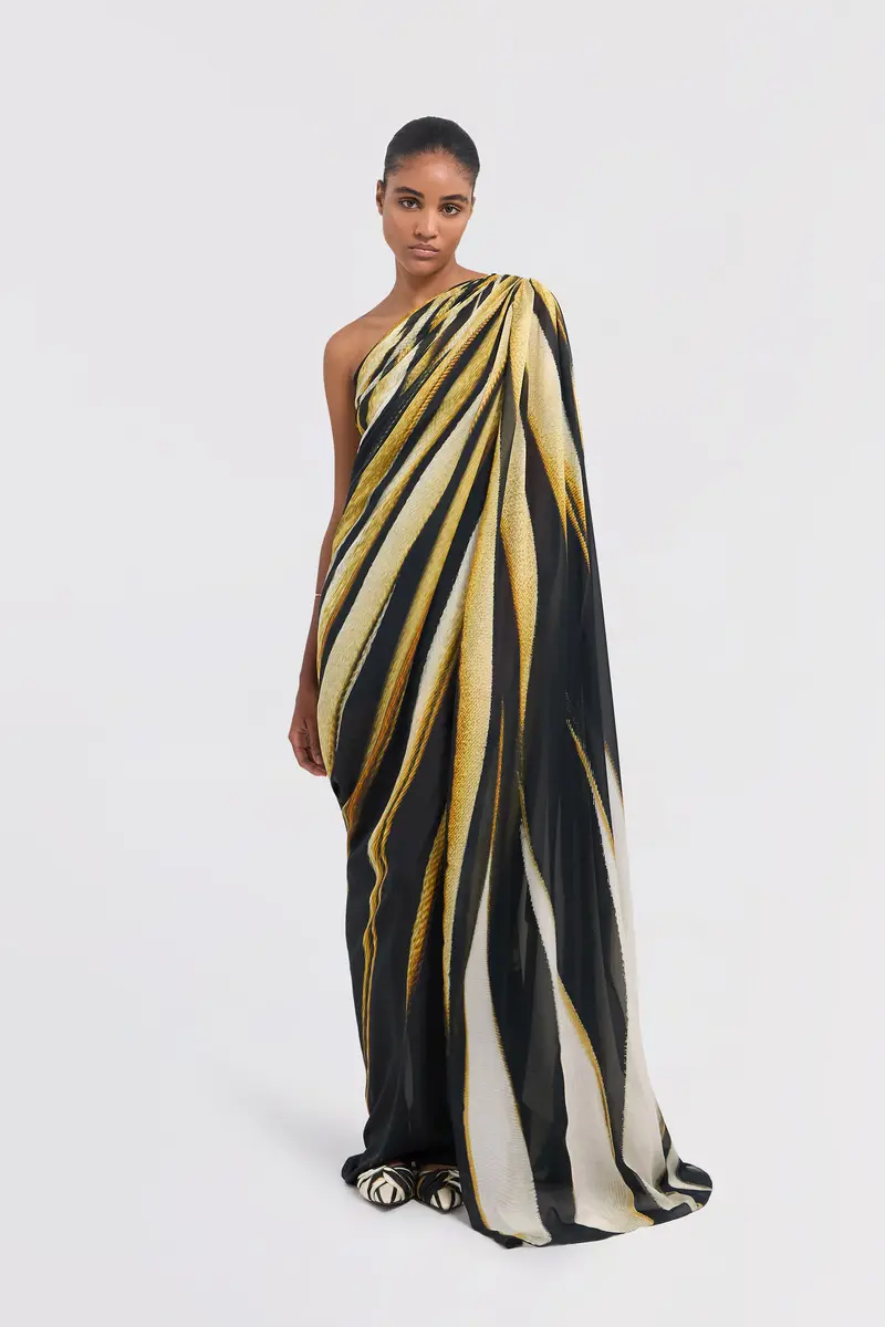 Roberto Cavalli Ray Of Gold Print Silk Maxi Dress | Thumbnail 6 Roberto Cavalli Ray Of Gold Print Silk Maxi Dress | Thumbnail 6
