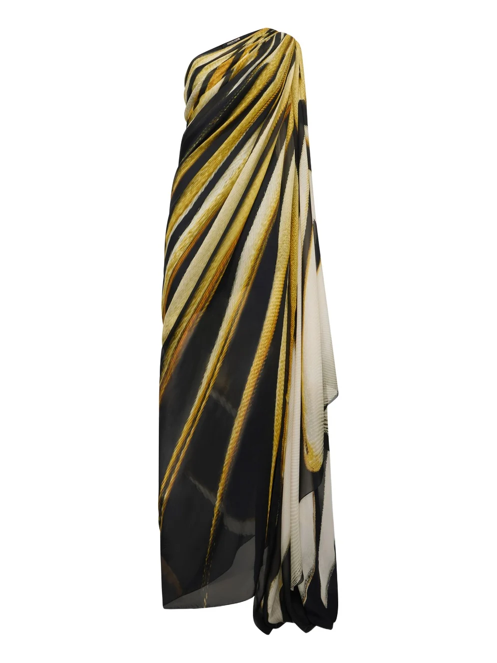 Roberto Cavalli Ray Of Gold Print Silk Maxi Dress