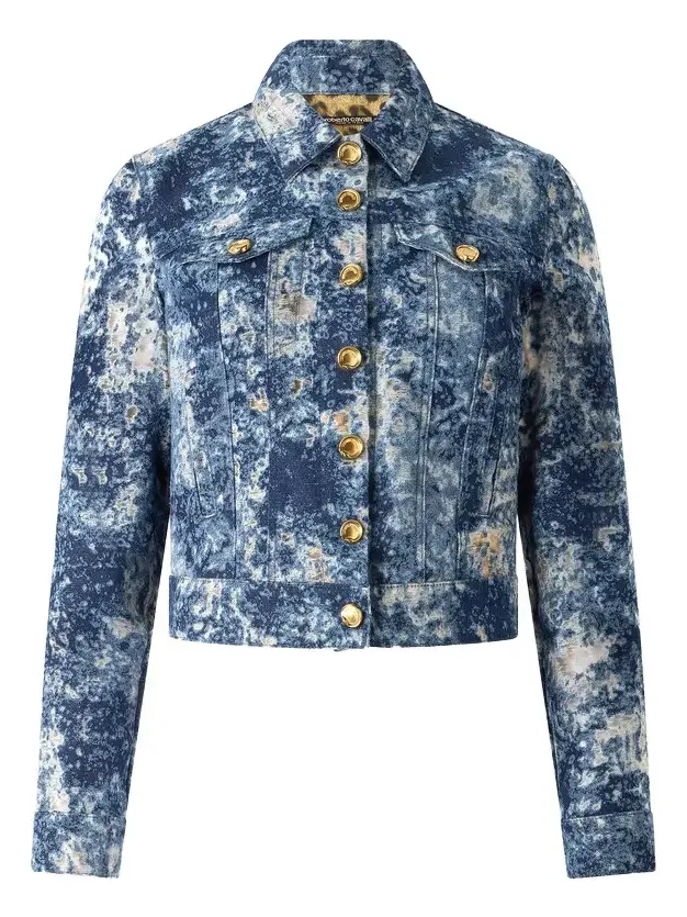 Denim Jacket With Discoloration Denim Jacket With Discoloration