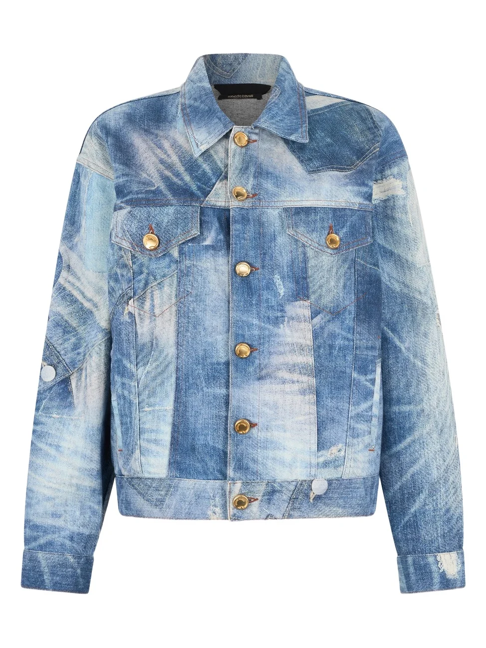 Denim Jacket with Patchwork Effect Denim Jacket with Patchwork Effect