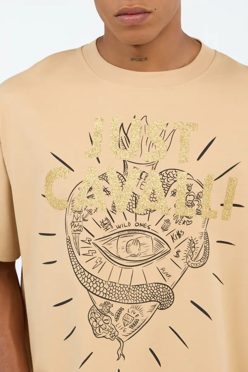 Roberto Cavalli Beige Graphic Print T-shirt | Thumbnail 4 Roberto Cavalli Beige Graphic Print T-shirt | Thumbnail 4