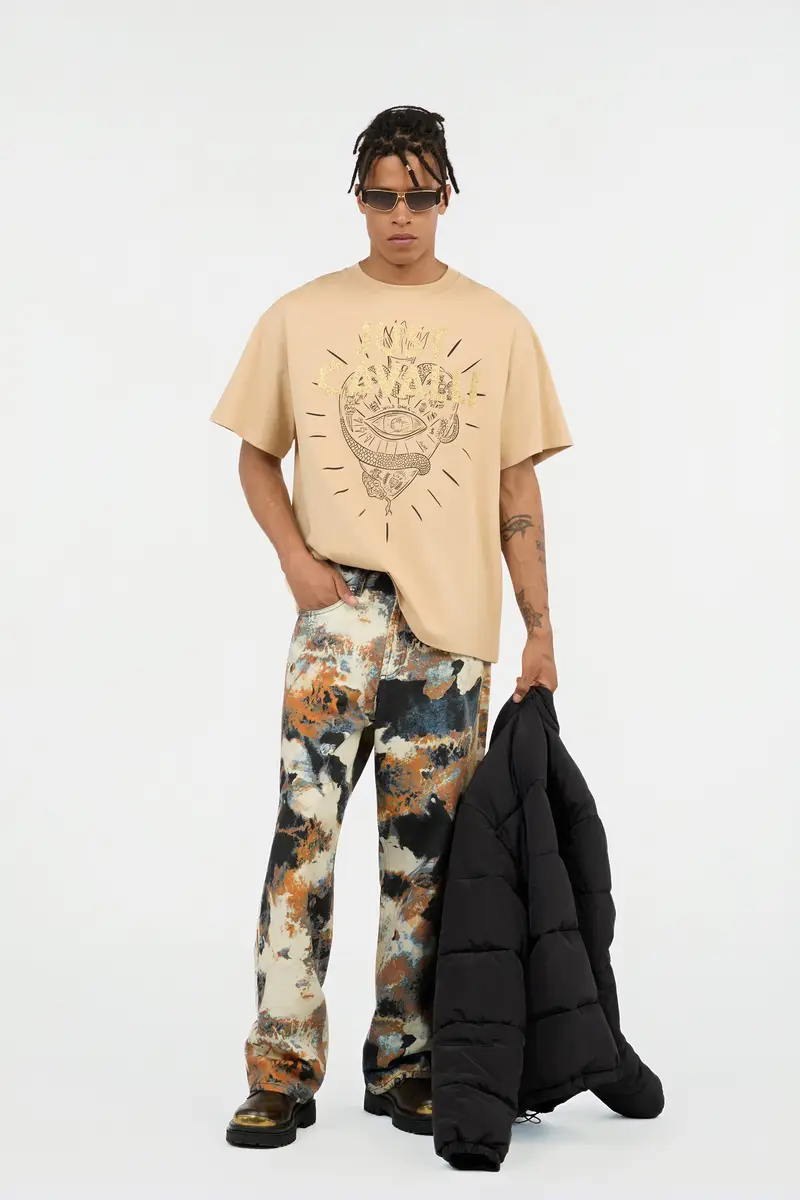 Roberto Cavalli Beige Graphic Print T-shirt | Thumbnail 6 Roberto Cavalli Beige Graphic Print T-shirt | Thumbnail 6
