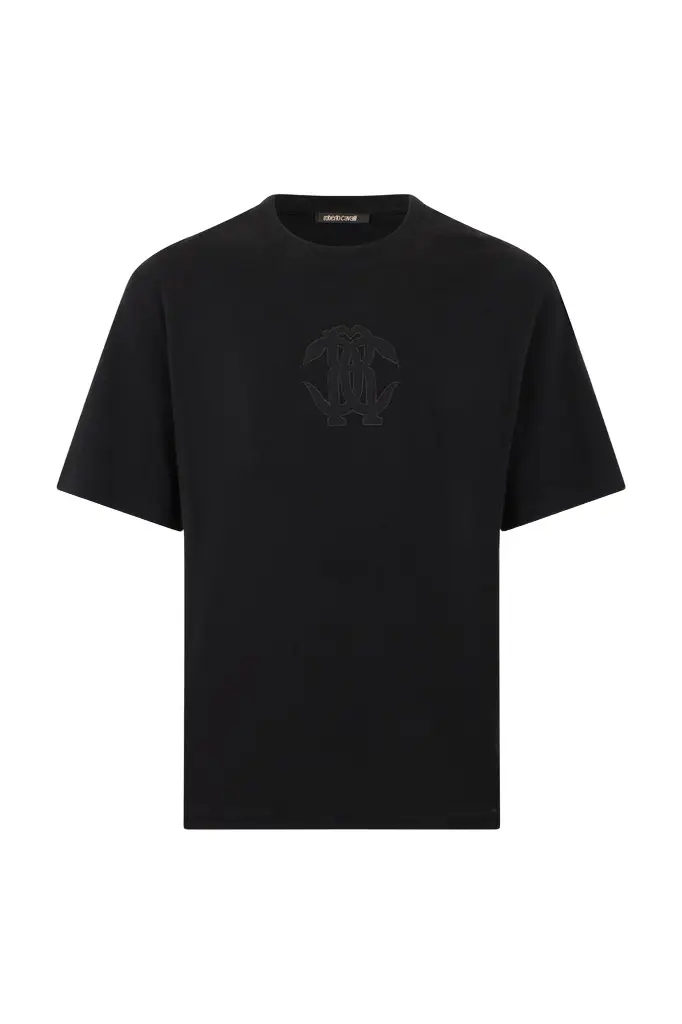 Roberto Cavalli Black T-shirt with embroidered logo | Image 1 Roberto Cavalli Black T-shirt with embroidered logo | Image 1