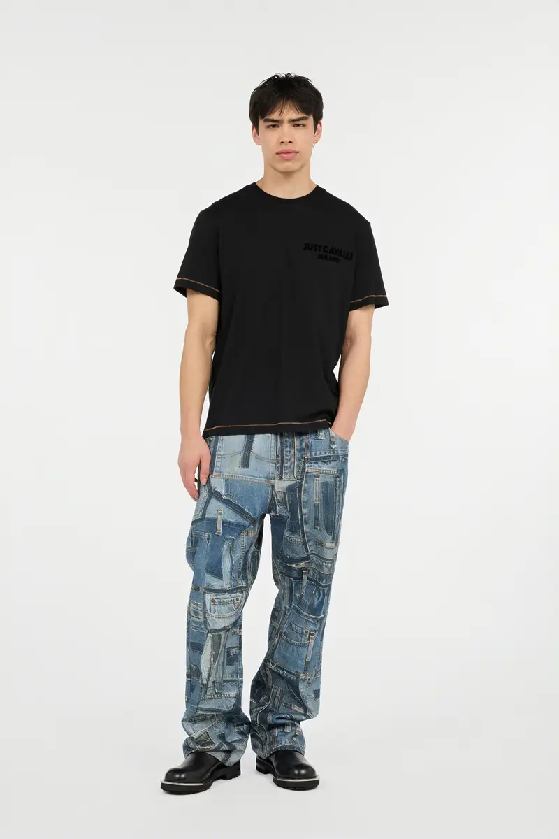 Roberto Cavalli T-Shirt With JC Monogram And Contrasting Topstitching | Thumbnail 7