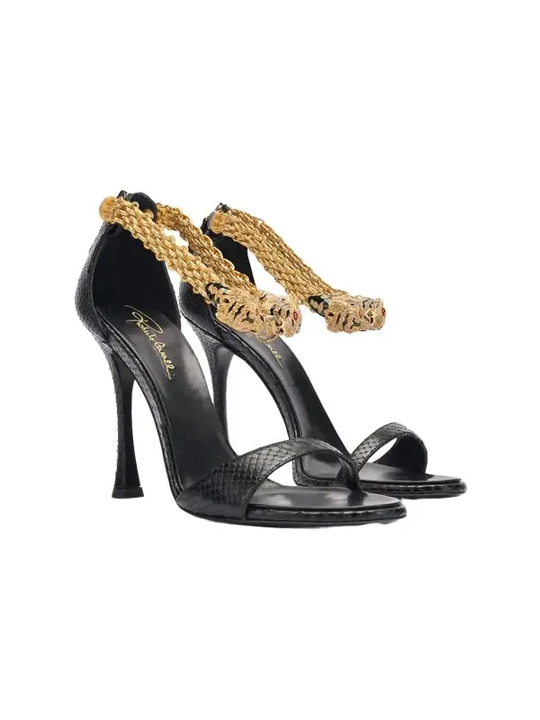 Leather Sandals With Tiger Heads Leather Sandals With Tiger Heads