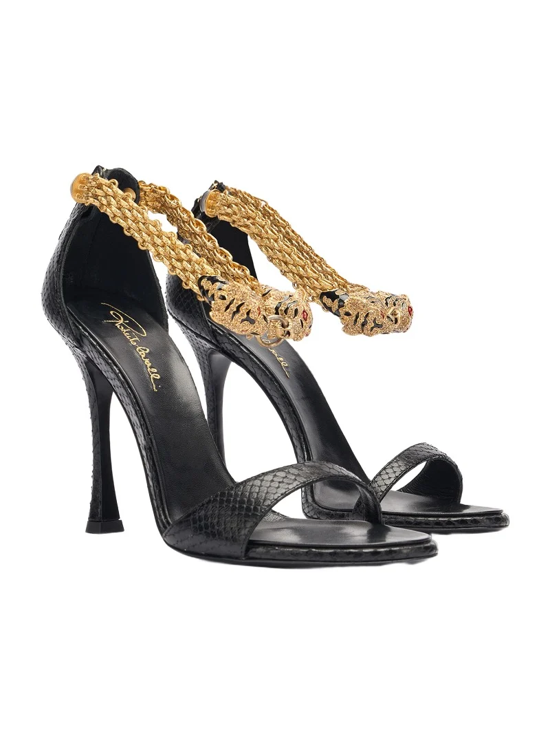 Leather Sandals With Tiger Heads Leather Sandals With Tiger Heads