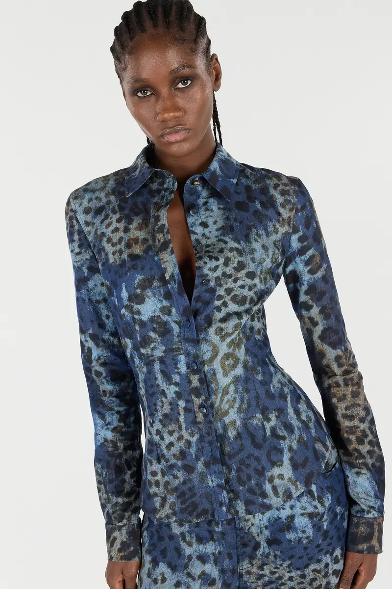 Roberto Cavalli Cotton Shirt With Jaguar Skin Print | Thumbnail 5 Roberto Cavalli Cotton Shirt With Jaguar Skin Print | Thumbnail 5