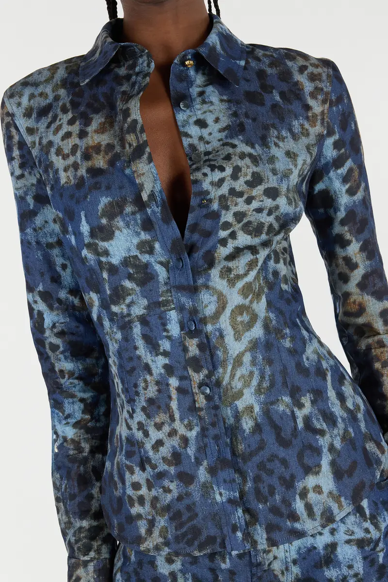 Roberto Cavalli Cotton Shirt With Jaguar Skin Print | Thumbnail 6 Roberto Cavalli Cotton Shirt With Jaguar Skin Print | Thumbnail 6