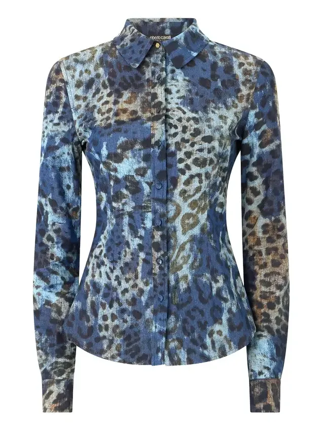 Cotton Shirt With Jaguar Skin Print