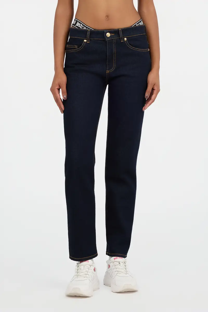 Roberto Cavalli Dark Blue Straight Leg Jeans With Contrast Stitching | Thumbnail 2 Roberto Cavalli Dark Blue Straight Leg Jeans With Contrast Stitching | Thumbnail 2