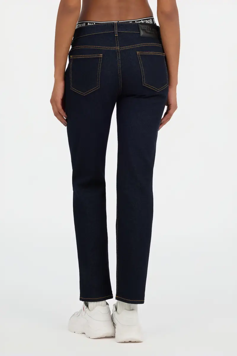 Roberto Cavalli Dark Blue Straight Leg Jeans With Contrast Stitching | Thumbnail 3 Roberto Cavalli Dark Blue Straight Leg Jeans With Contrast Stitching | Thumbnail 3