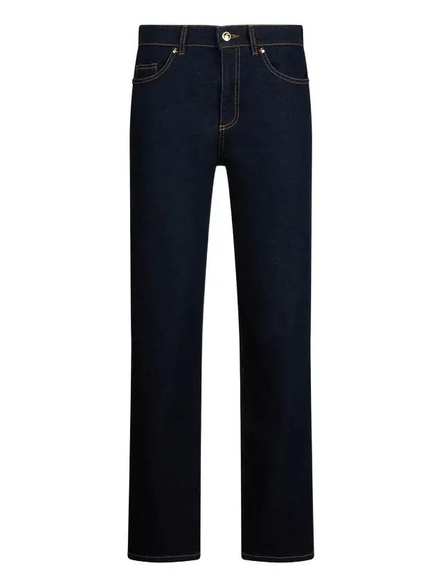Roberto Cavalli Dark Blue Straight Leg Jeans With Contrast Stitching