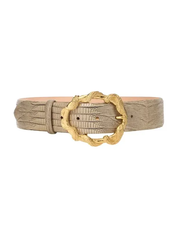 Ivory Belt With Cobra Print And Snake Buckle Ivory Belt With Cobra Print And Snake Buckle