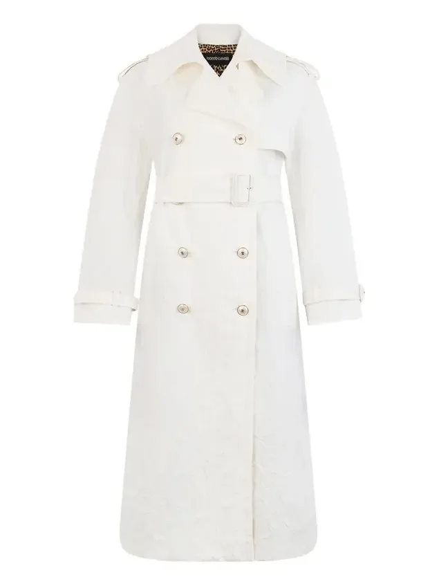 Roberto Cavalli Leopard-pattern cotton jacquard trench coat