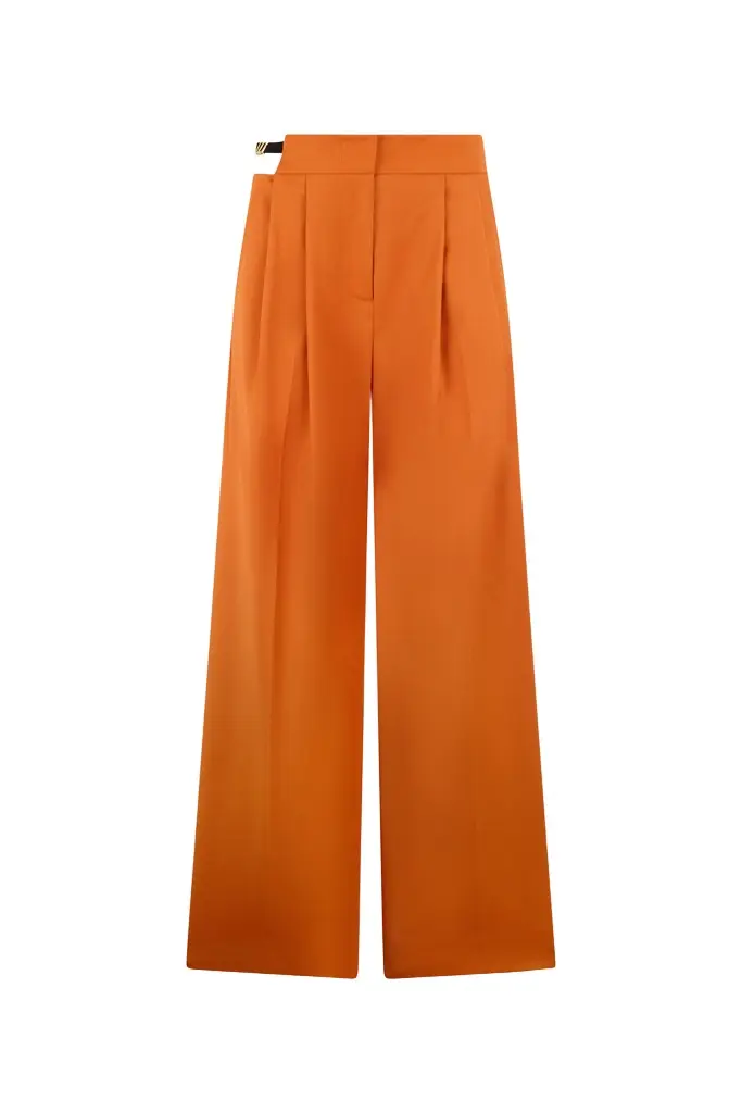 Roberto Cavalli Orange Wide-Leg Trousers With Cut-Out