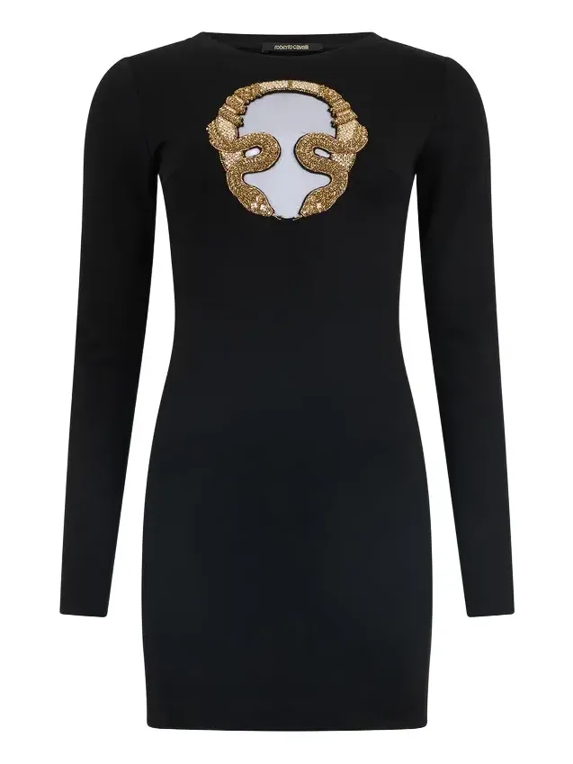 Mini Dress with Gold Embroidery