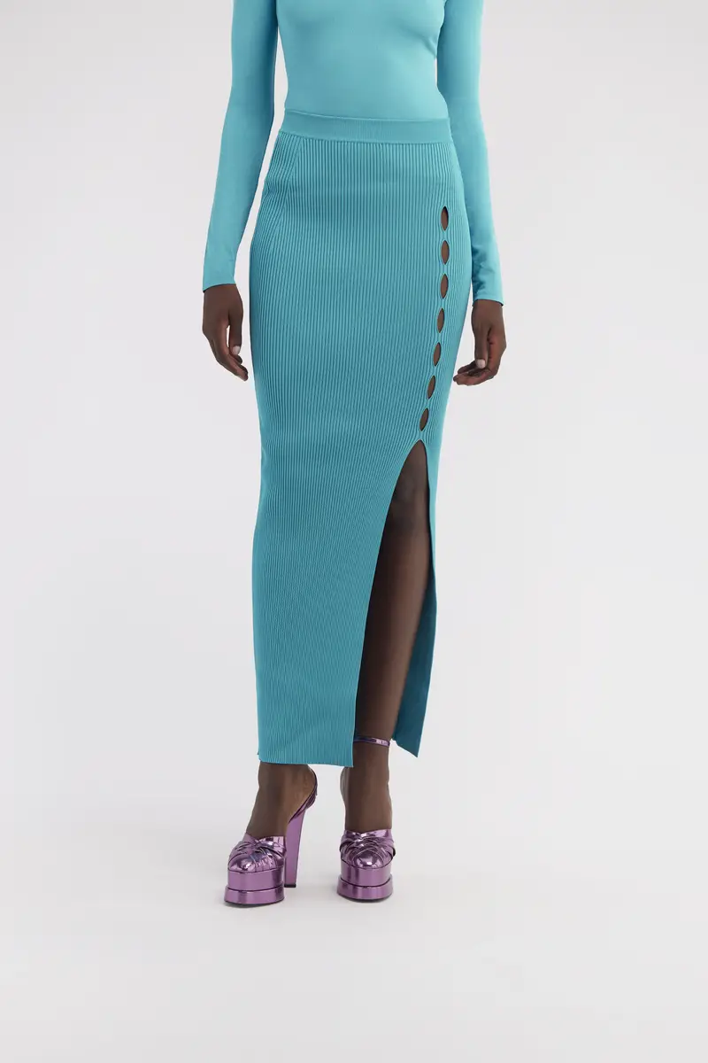 Roberto Cavalli Ribbed long skirt with cut-out | Thumbnail 2