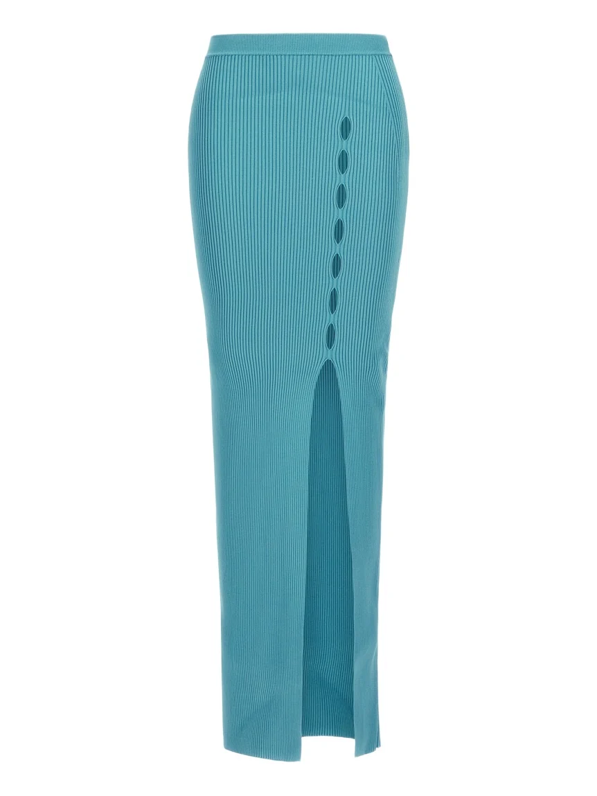 Roberto Cavalli Ribbed long skirt with cut-out