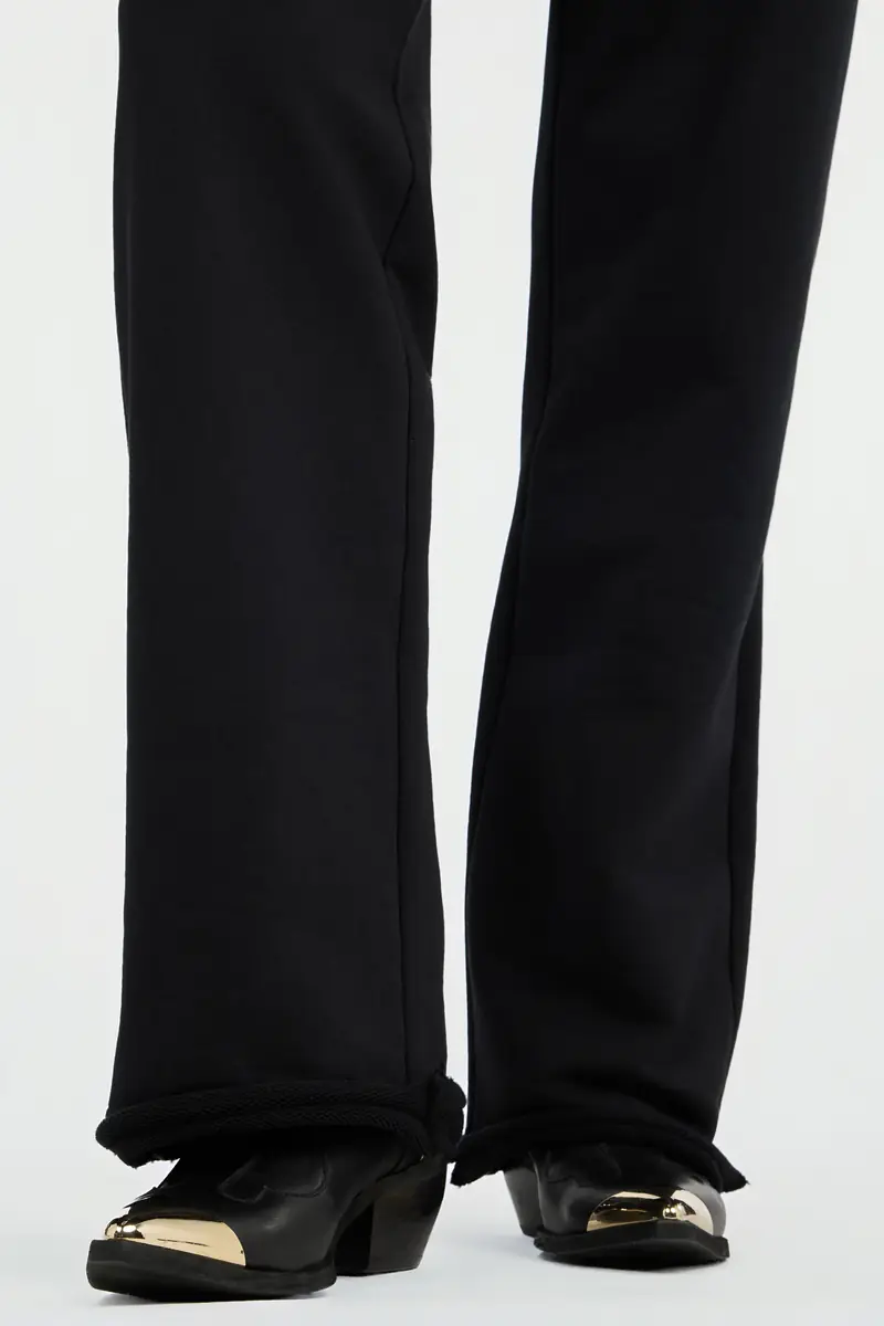 Roberto Cavalli Black Flared Trousers With Leopard Print Waistband | Thumbnail 5 Roberto Cavalli Black Flared Trousers With Leopard Print Waistband | Thumbnail 5