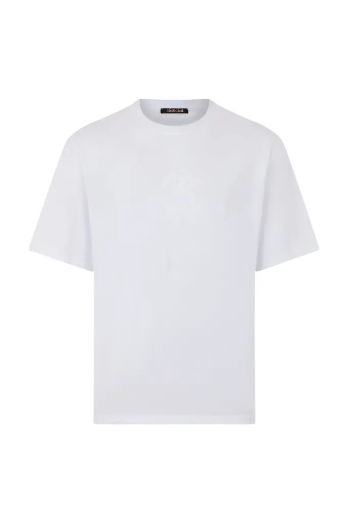 Roberto Cavalli White T-shirt With Embroidered Logo | Image 1 Roberto Cavalli White T-shirt With Embroidered Logo | Image 1