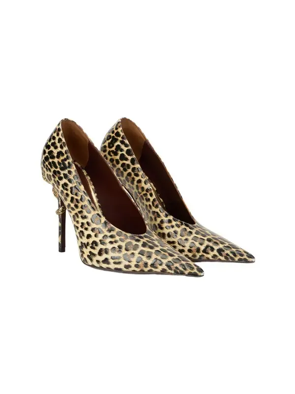 Animal-Print Leather Pumps with Snake Detail