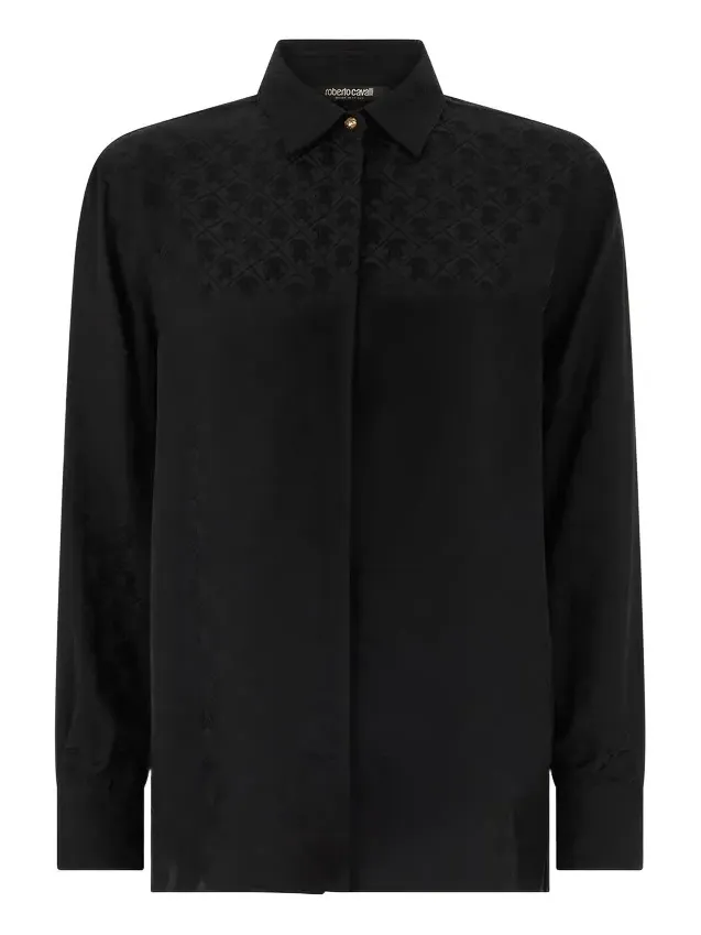 Roberto Cavalli Silk Blend Shirt with Monogram RC
