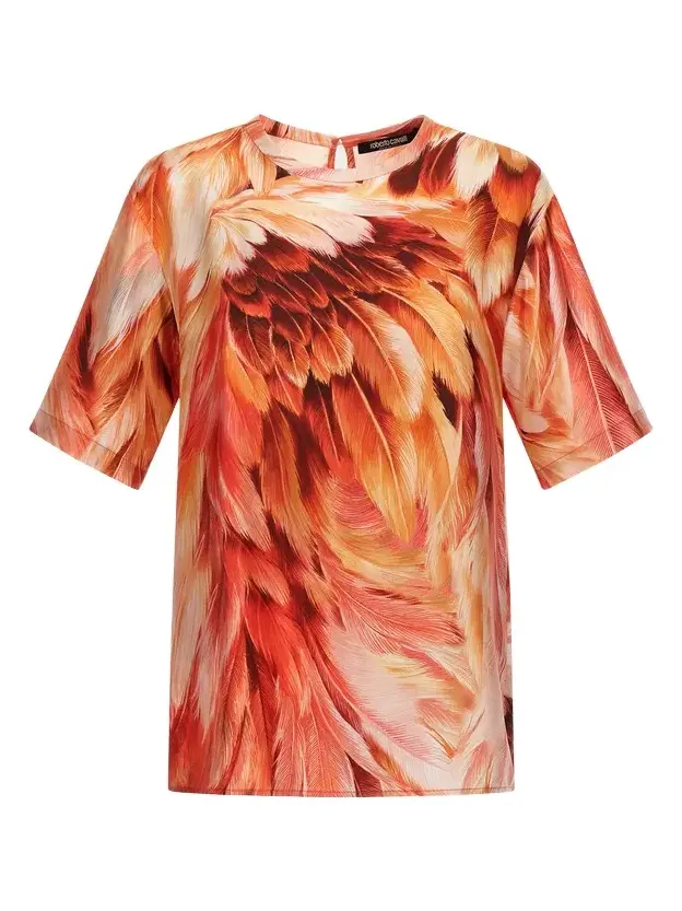 Roberto Cavalli Plumage print t-shirt