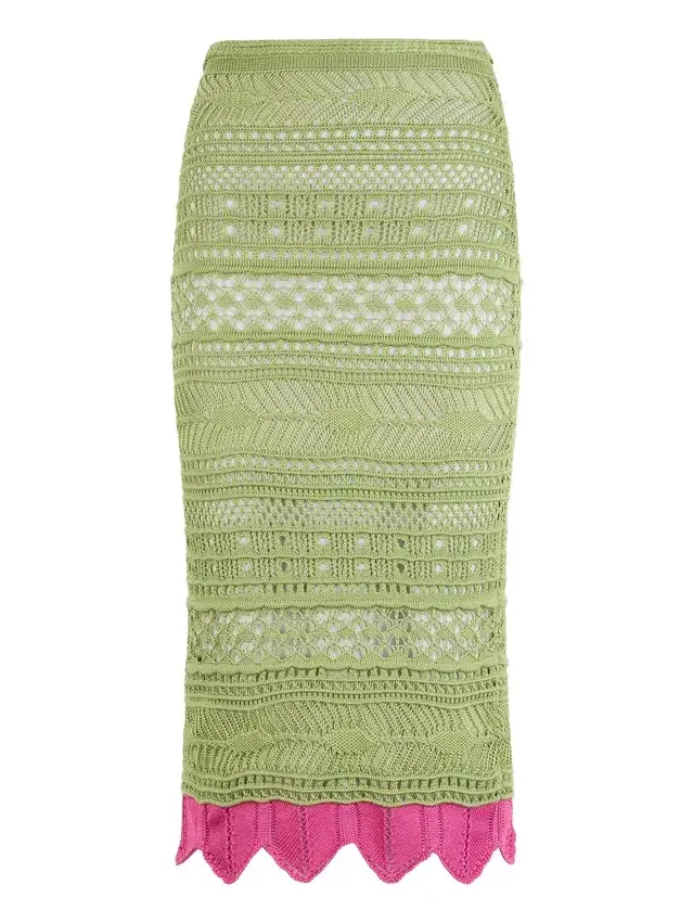 Midi Knit Skirt with Contrast Detail