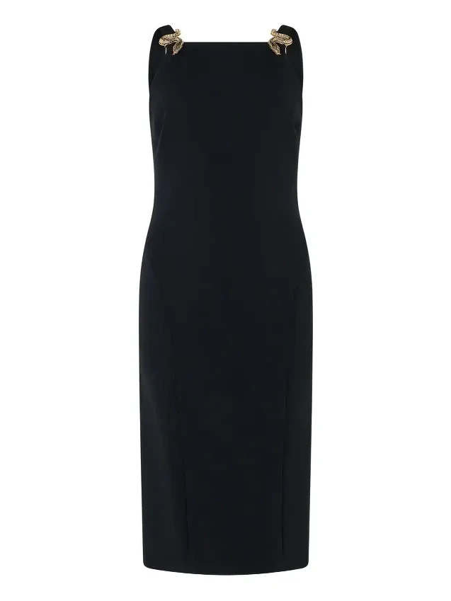 Black Sheath Dress with Snake Detailing