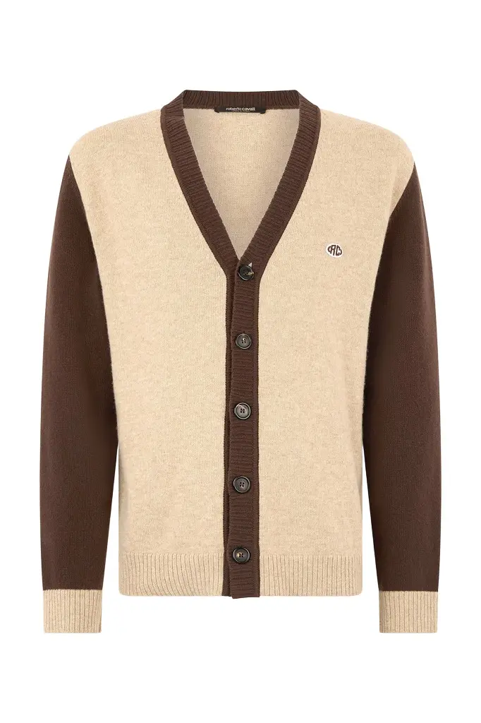 Roberto Cavalli Cardigan With RC Monogram Patch | Image 1 Roberto Cavalli Cardigan With RC Monogram Patch | Image 1