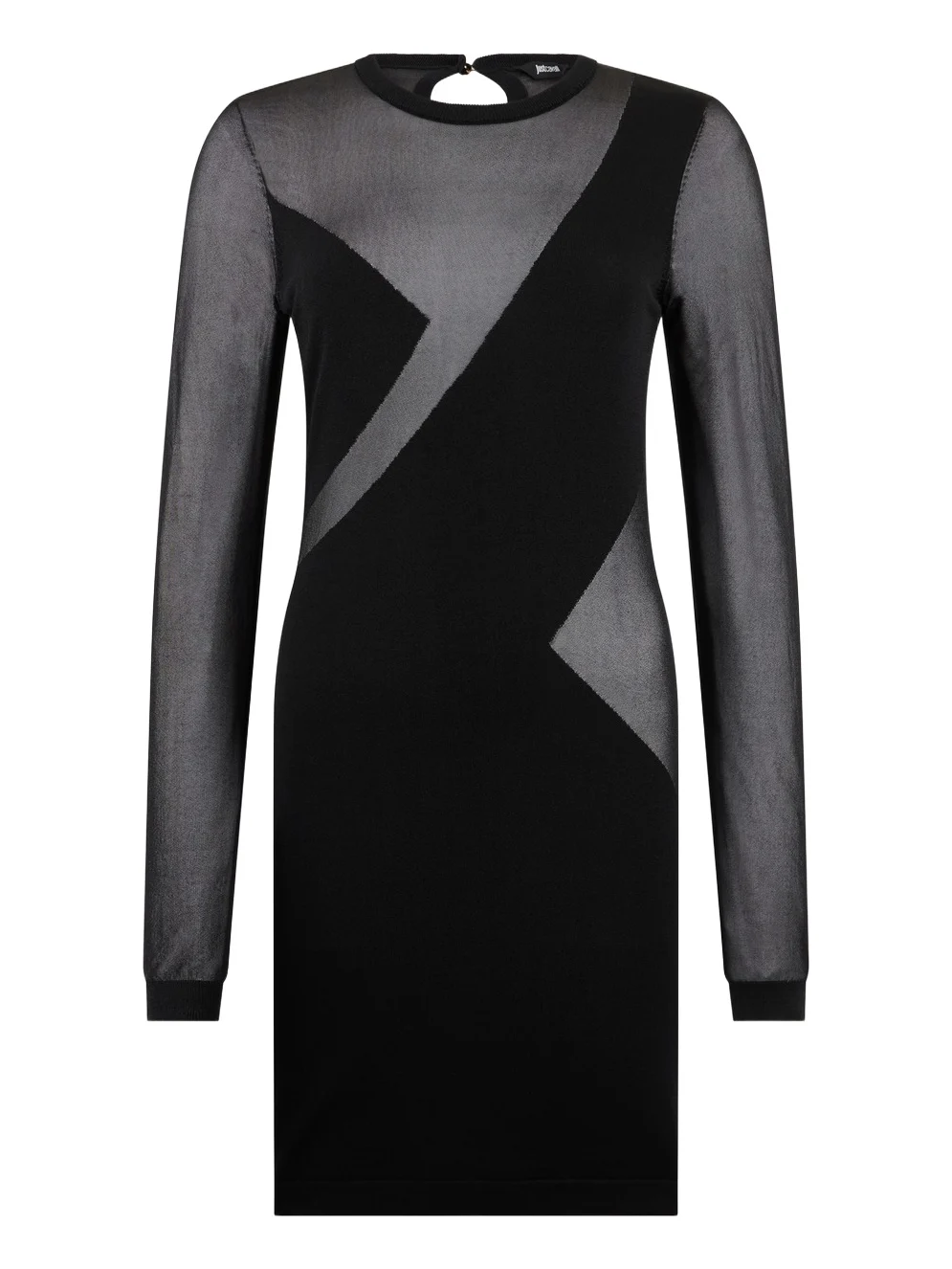 Roberto Cavalli Black Mini Dress With Sheer Inserts