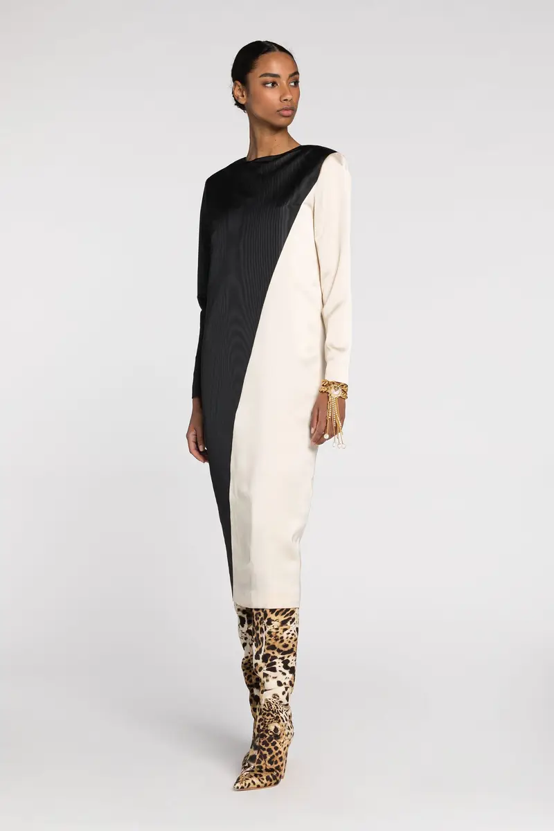 Roberto Cavalli Diagonal-stripe satin-finish midi dress | Thumbnail 2 Roberto Cavalli Diagonal-stripe satin-finish midi dress | Thumbnail 2
