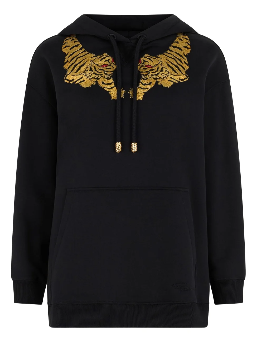Roberto Cavalli Black Sweatshirt With Tiger Embroidery