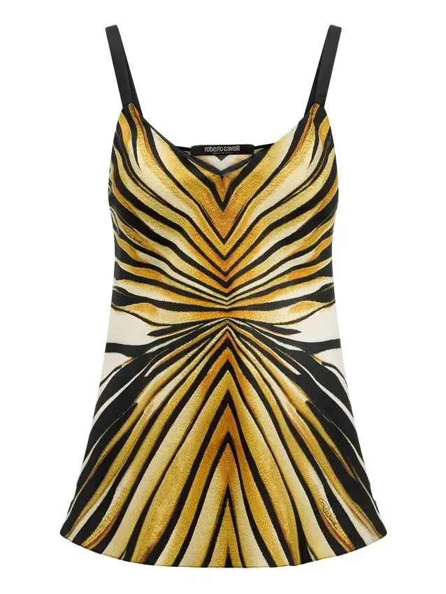 Ray Of Gold Print Silk Top