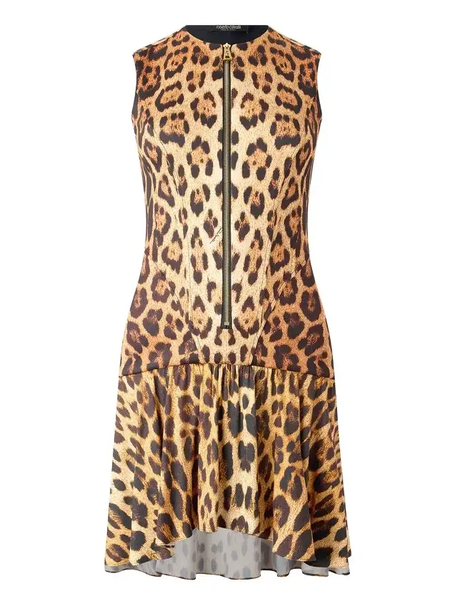 Mini Dress With All-Over Jaguar Skin Print