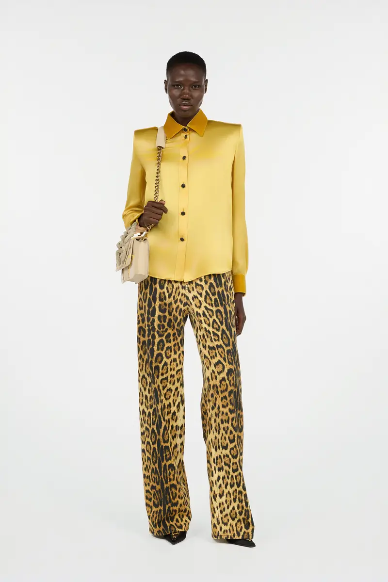 Roberto Cavalli Ochre Silk Shirt With Velvet Inserts | Thumbnail 6 Roberto Cavalli Ochre Silk Shirt With Velvet Inserts | Thumbnail 6
