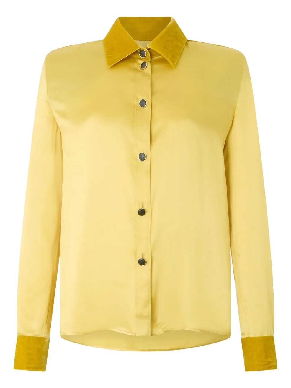 Ochre Silk Shirt With Velvet Inserts Ochre Silk Shirt With Velvet Inserts