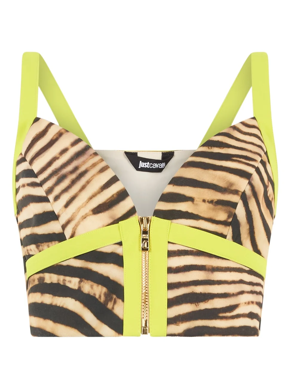 Roberto Cavalli Crop Top With Tiger Skin Print