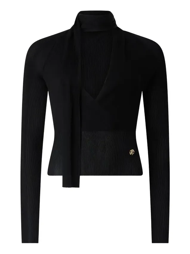Black Wrap-Over Sweater Black Wrap-Over Sweater