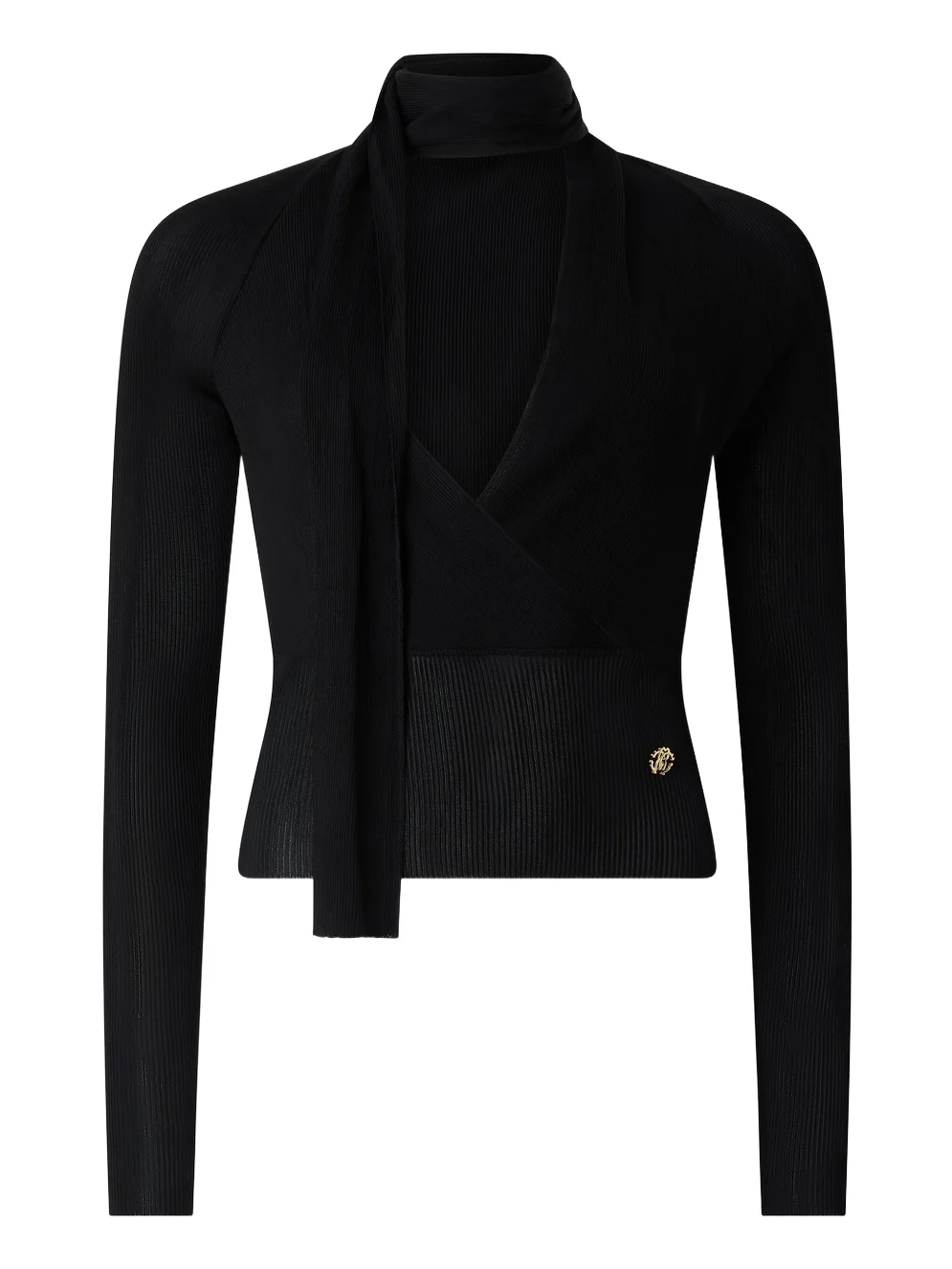Black Wrap-Over Sweater
