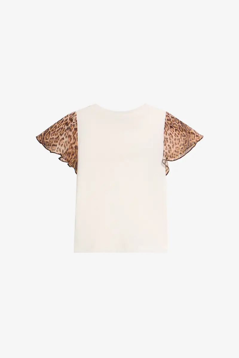 Roberto Cavalli T-shirt With Leopard Print Silk Sleeves | Thumbnail 2 Roberto Cavalli T-shirt With Leopard Print Silk Sleeves | Thumbnail 2