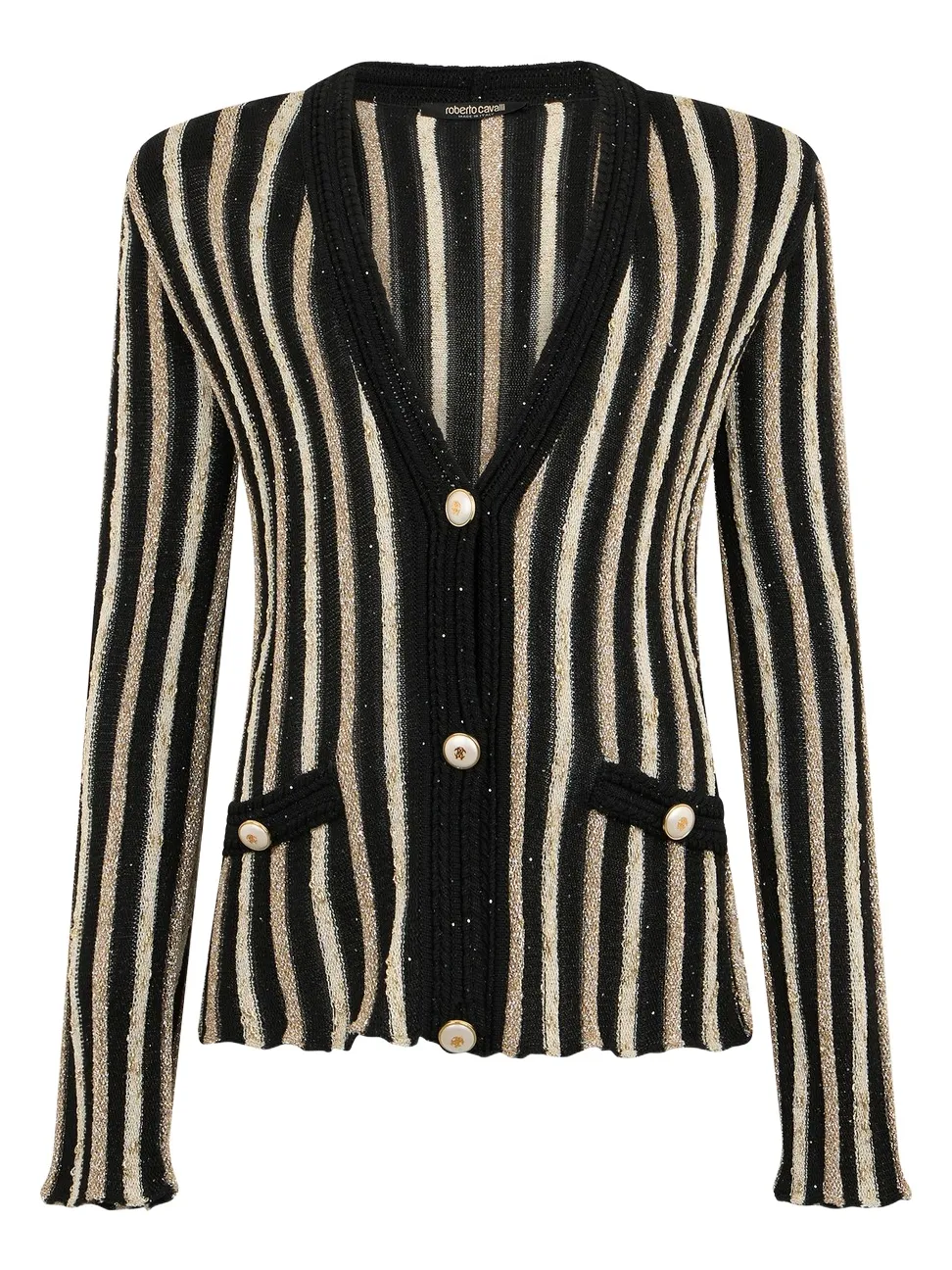 Cardigan with Laminated Stripes Cardigan with Laminated Stripes